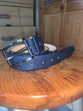 TIE RACK London Leather Belt - navy blue XL
